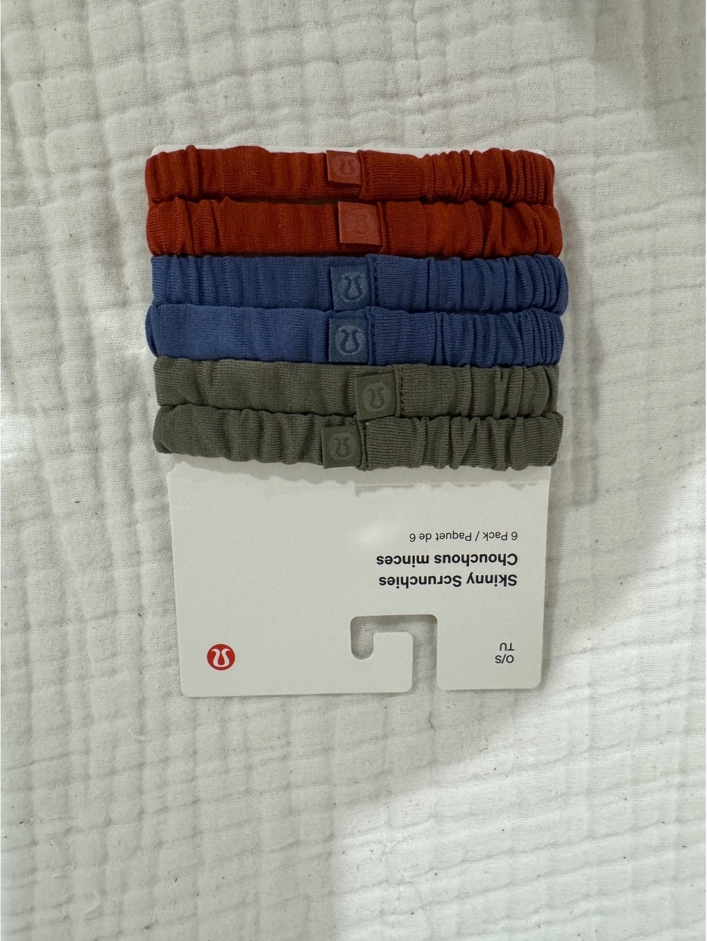 Lululemon Skinny Scrunchies 6-Pack Hair Ties – Rust Blue Green